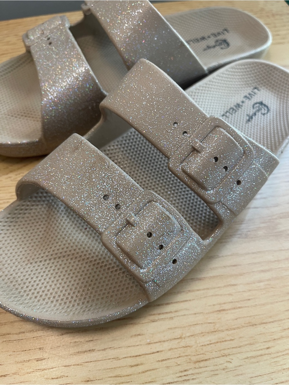 Cato Glitter Double Strap Slide Sandals